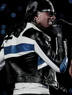 Shop-Playboi-Carti-The-Weeknd-2026-Wembley-Stadium-Blue-and-White-Leather-Jacket