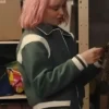 Shop-Scarlett-Rayner-TV-Series-Trying-2026-Princess-Green-Varsity-Bomber-Jacket