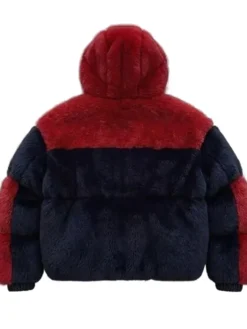 Shop-Spider-Man-Red-and-Black-Shearling-Fur-Puffer-Jacket