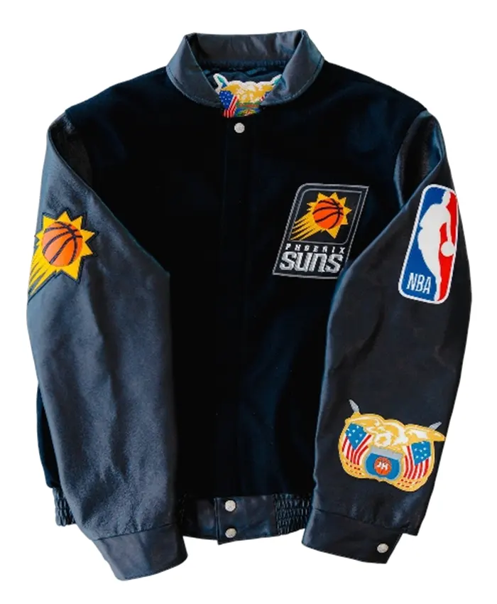Shop Suns x Jeff Hamilton x Andrea Bocelli Black Letterman Varsity Jacket