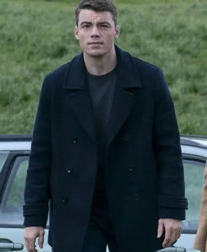 Shop The Night Agent Gabriel Basso Peacoat In Blue