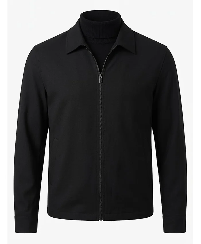 Shop-Travis-Kelce-Classic-Black-Zip-up-Cotton-Jacket-On-Sale