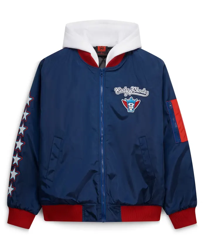 Shop WWE Cody Rhodes Full-Zip Up Blue Hoodie Style Jacket For Sale