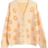 Shop Women's Floral Beige Knit Cardigan Sweater For Sale