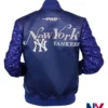 Shop Women's NFL New York Yankees Show Time Satin Sequin Jacket back view