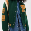 Shop Womens Polo Ralph Lauren Green Wool-blend Letterman Varsity Jacket