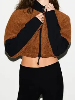 Shop Women's Skims Teddy Funnel Neck Cropped Jacket For Sale
