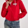 Shop Women's Von Dutch Eye Logo Windbreaker Jacket In Red