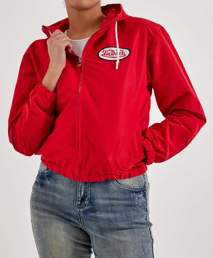 Shop Women's Von Dutch Eye Logo Windbreaker Jacket In Red