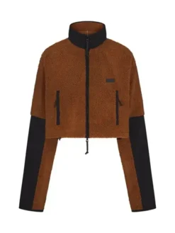 Skims Teddy Funnel Neck Cropped Jacket