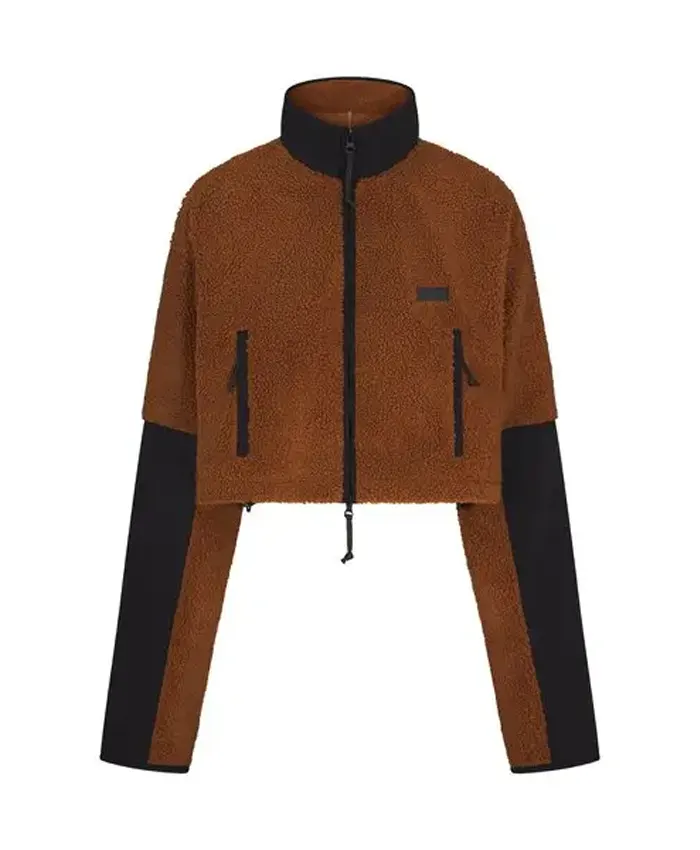 Skims Teddy Funnel Neck Cropped Jacket
