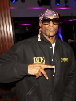 Snoop Dogg BLE MEN OF BOSS Black Wool Varsity Jacket For Sale