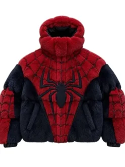 Spider-Man-Shearling-Fur-Puffer-Jacket
