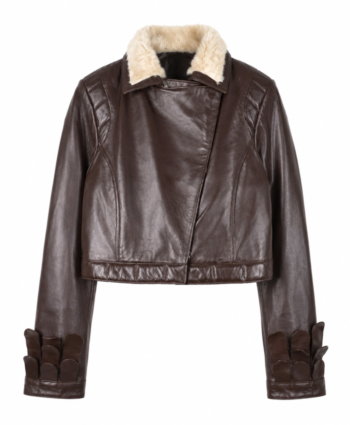 Squirrel Girl Crop Brown Leather Jacket