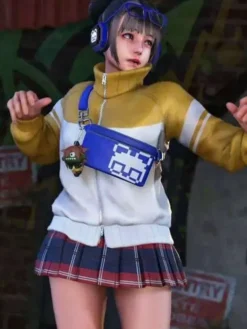 Street-Fighter-6-Li-Fen-Golden-and-White-Bomber-Jacket-Front