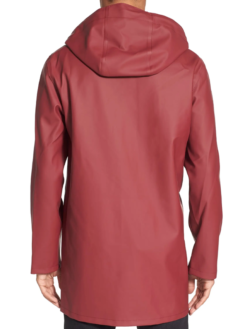 Stutterheim Stockholm Burgundy Hooded Raincoat Back