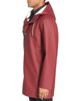 Stutterheim Stockholm Hooded Raincoat In Burgundy