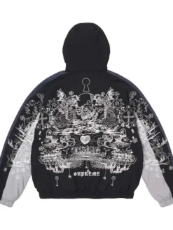 Supreme Fall-Winter 2026 AOI Fleece Polyester Lined Black Track Hooded Jacket back view