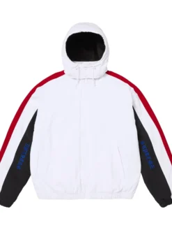 Supreme Fall-Winter 2026 AOI Fleece Polyester Lined White Hooded Track Jacket front view