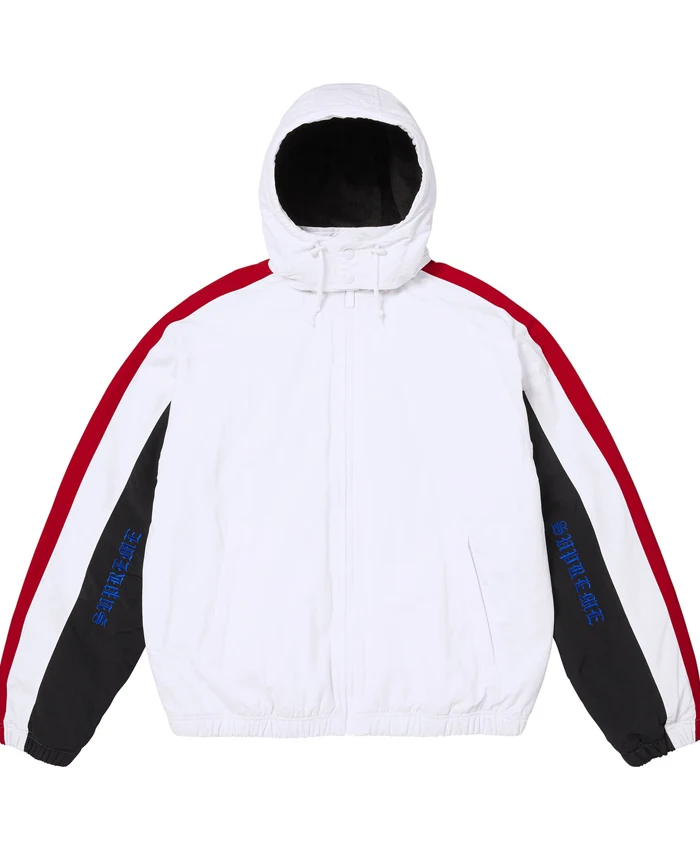 Supreme Fall-Winter 2026 AOI Fleece Polyester Lined White Hooded Track Jacket front view