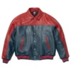 Supreme x A.PRESSE PARK VIEW Fall 2026 Red And Dark Blue Leather Jacket front view