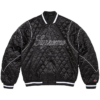 Supreme x Champion Quilted Black Satin Varsity Jacket