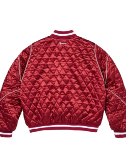 Supreme x Champion Quilted Dark Red Satin Varsity Jacket Back