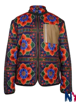 TK Lee TV-Series The Brothers Sun 2024 Joon Lee Print Floral Satin Zip-Up Jacket front view