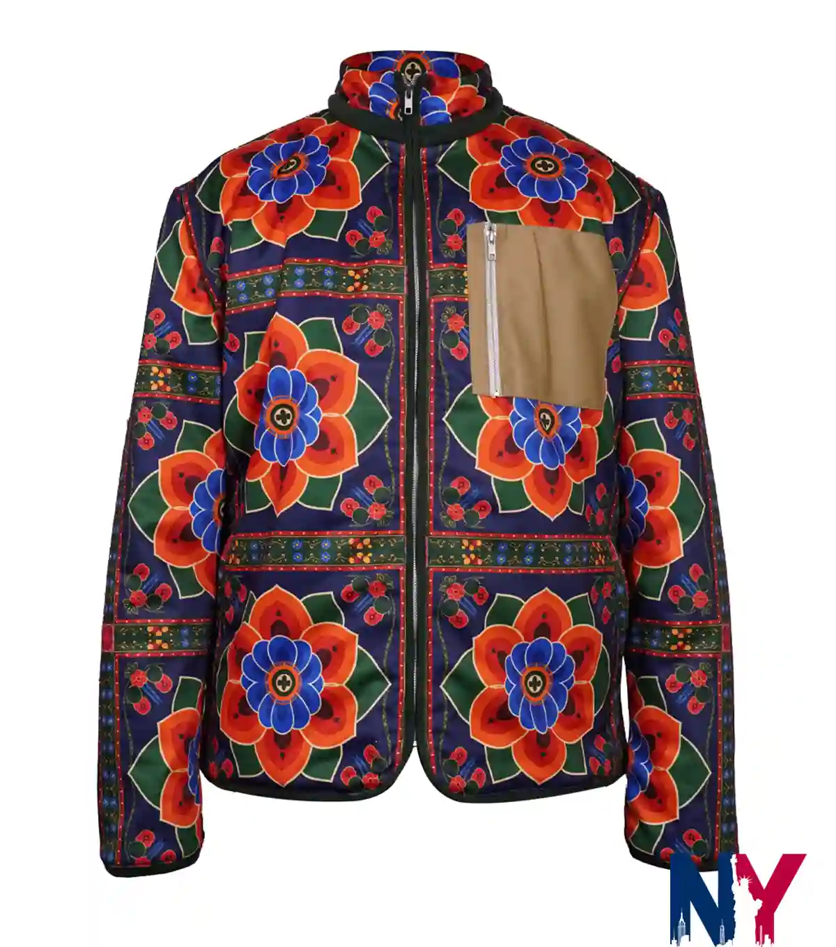 TK Lee TV-Series The Brothers Sun 2024 Joon Lee Print Floral Satin Zip-Up Jacket front view