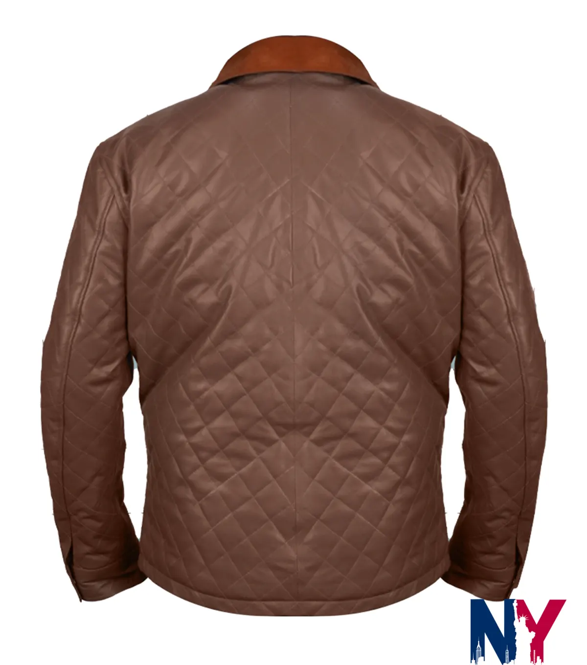TV-Series Yellowstone Dutton Ranch Brown Leather Diamond Quilted Jacket back view
