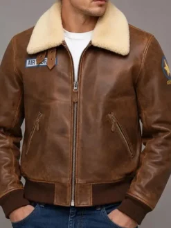 Terry-Bogard-King-Of-Fighters-Brown-Leather-Jacket-Front-Look