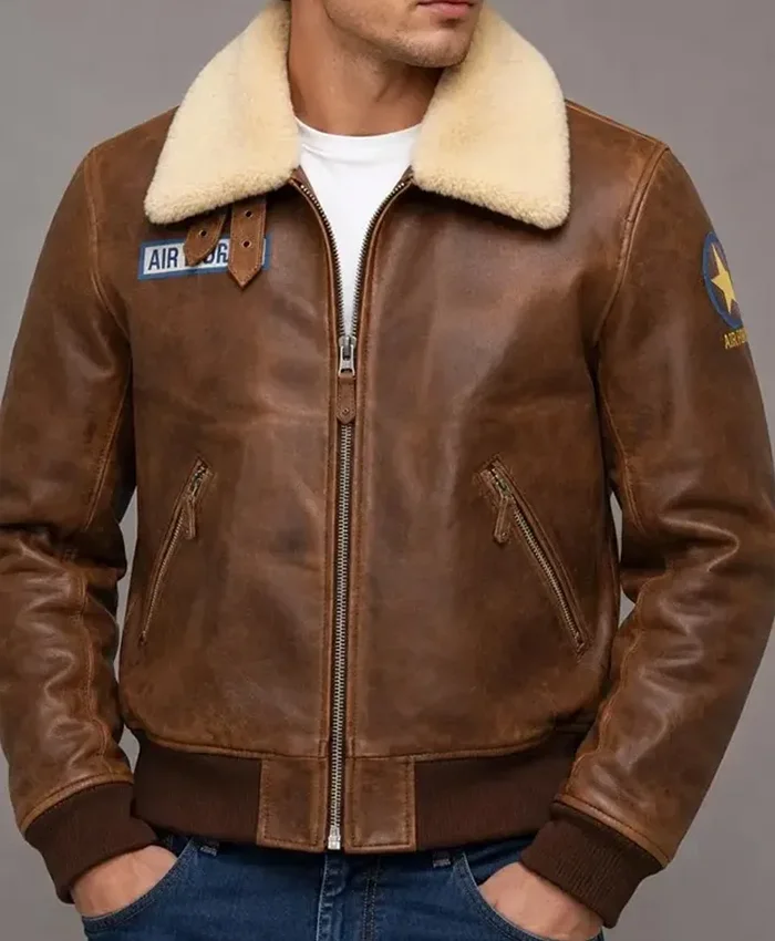 Terry-Bogard-King-Of-Fighters-Brown-Leather-Jacket-Front-Look