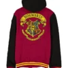 The Wizarding World Harry Potter Hogwarts Ruby And Black Hooded Fleece Varsity Jacket back view