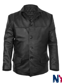 Tobias Santelmann TV-Series Jo Nesbo’s Detective Hole 2026 Harry Hole Black Leather Jacket front view