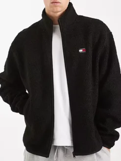 Tommy Black Teddy Fleece ZIP Through Jacket