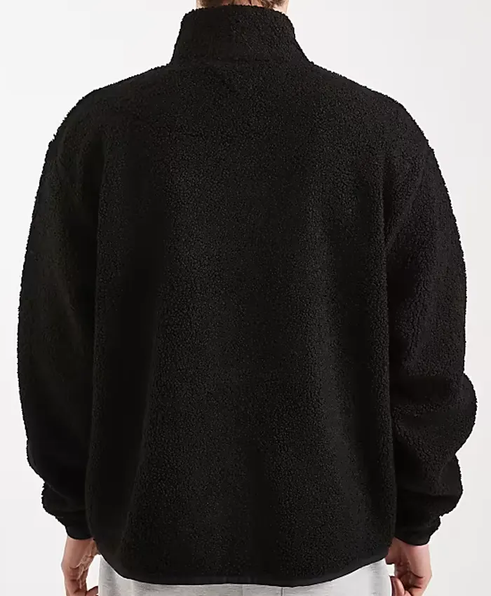 Tommy Black Teddy Fleece ZIP Through Jacket Back