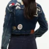Tommy Hilfiger Badge Navy Blue Denim Cropped Trucker Jacket back view