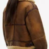 Tommy Hilfiger Gigi Hadid Shearling Leather Natural Cognac Aviator Jacket back view