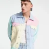 Tommy Jeans Pastel Capsule Flag Logo Color Block Denim Jacket In Light Powdery Blue