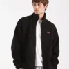 Tommy Teddy Black Fleece ZIP Through Jacket For Mens