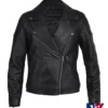 Tracy Spiridakos TV-Series Anna Pigeon 2026 Biker Black Leather Jacket front view