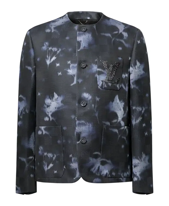 Travis Kelce Kansas City Chiefs Arrowhead Stadium Louis Vuitton Embellished Collarless Jacket front view