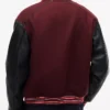 Travis Kelce Tommy Hilfiger Mixed-Media Burgundy Varsity Jacket back view