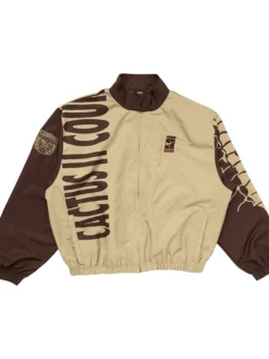 Travis Scott Cactus Jack x Nike Cactus Court Zip Beige And Brown Track Windbreaker Jacket front view