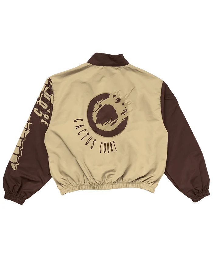 Travis Scott Cactus Jack x Nike Cactus Court Zip Beige And Brown Windbreaker Track Jacket back view