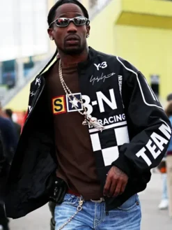 Travis Scott Las Vegas F1 Grand Prix Y-3-N x Neighborhood Adidas Racing Black Cotton Jacket front view