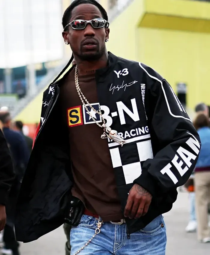 Travis Scott Las Vegas F1 Grand Prix Y-3-N x Neighborhood Adidas Racing Black Cotton Jacket front view