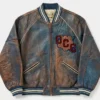 Tremaine Emory 1991 Avirex Canoe Club Vintage Brown Bomber Leather Jacket front view