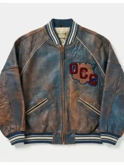 Tremaine Emory 1991 Avirex Canoe Club Vintage Brown Bomber Leather Jacket front view