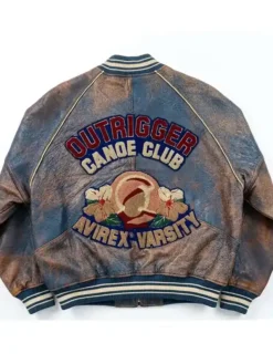 Tremaine Emory 1991 Avirex Canoe Club Vintage Brown Leather Bomber Jacket back view